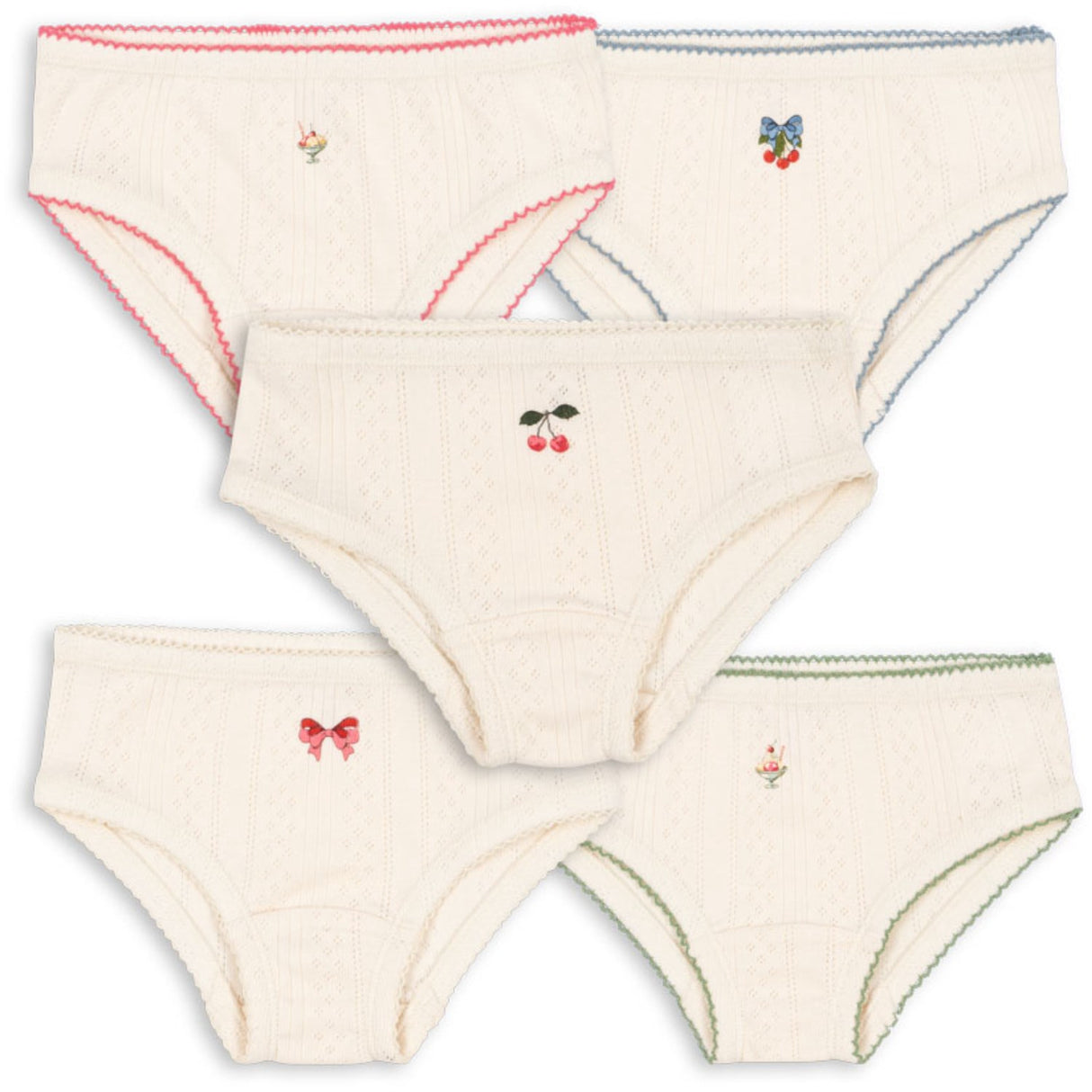 Konges Sløjd Antique White Minna 5 Pack Girl Underpants Gots