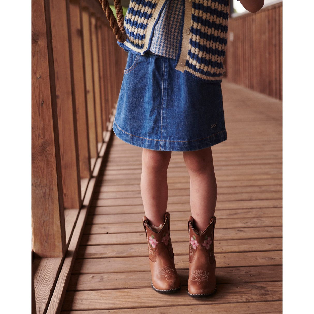 COPENHAGEN COLORS Cognac Leather Limited Cowboy Boot Low - Brown Flower