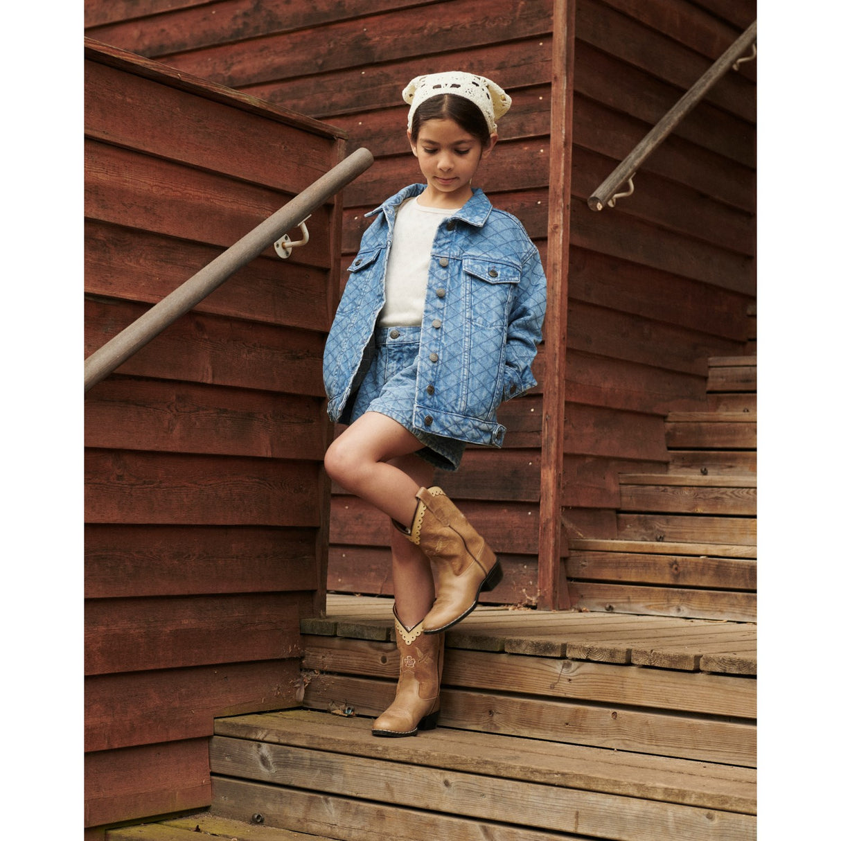 COPENHAGEN COLORS Beige Suede Limited Cowboy Boots High