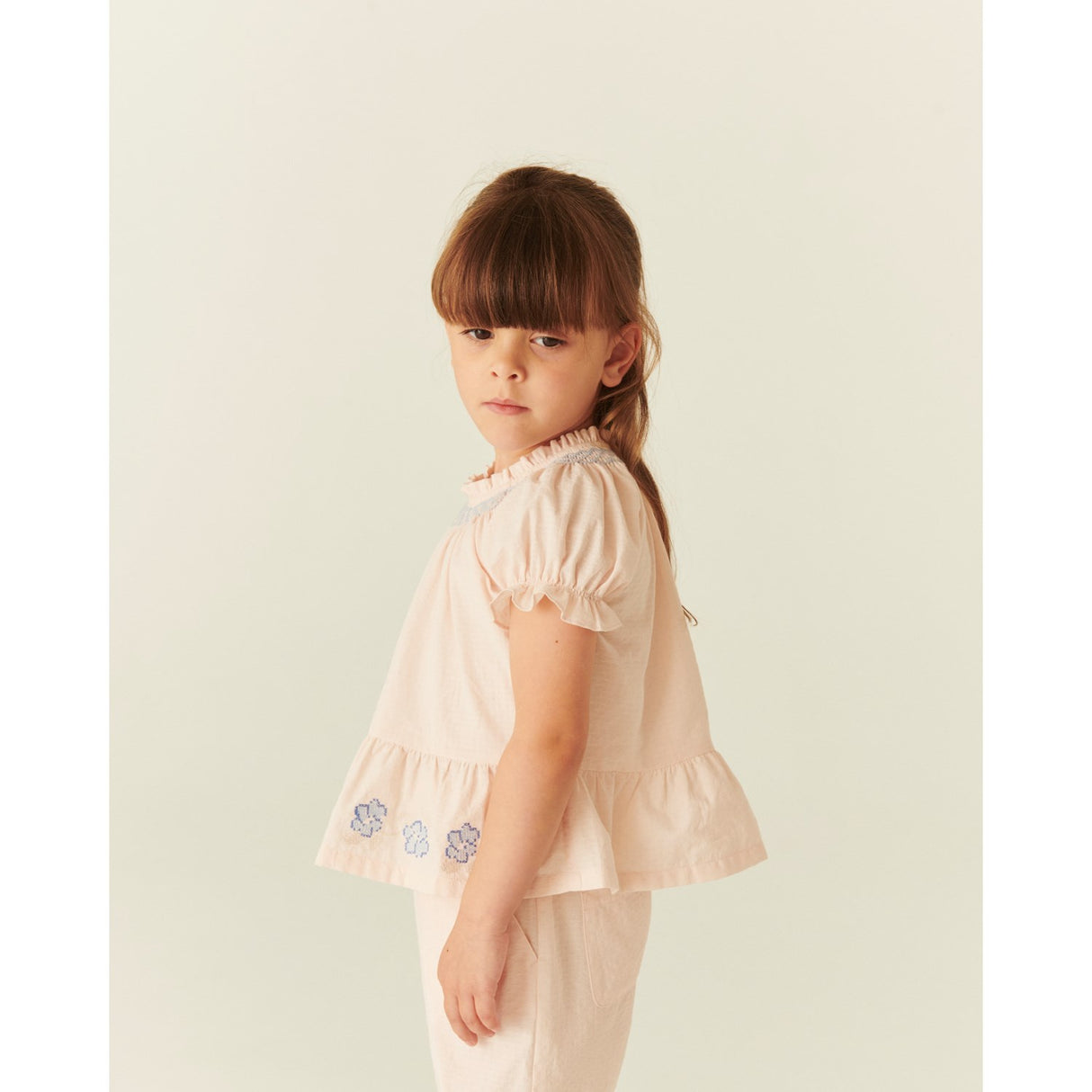 COPENHAGEN COLORS Dusty Rose Comb. Blouse W. Smock W. Emb.