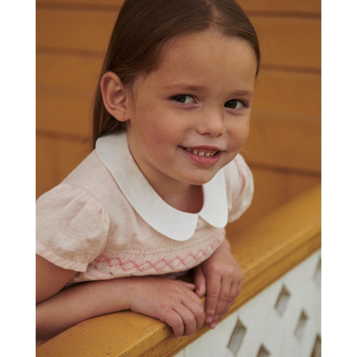 COPENHAGEN COLORS Dusty Rose Comb. Smock Dress W. Emb.