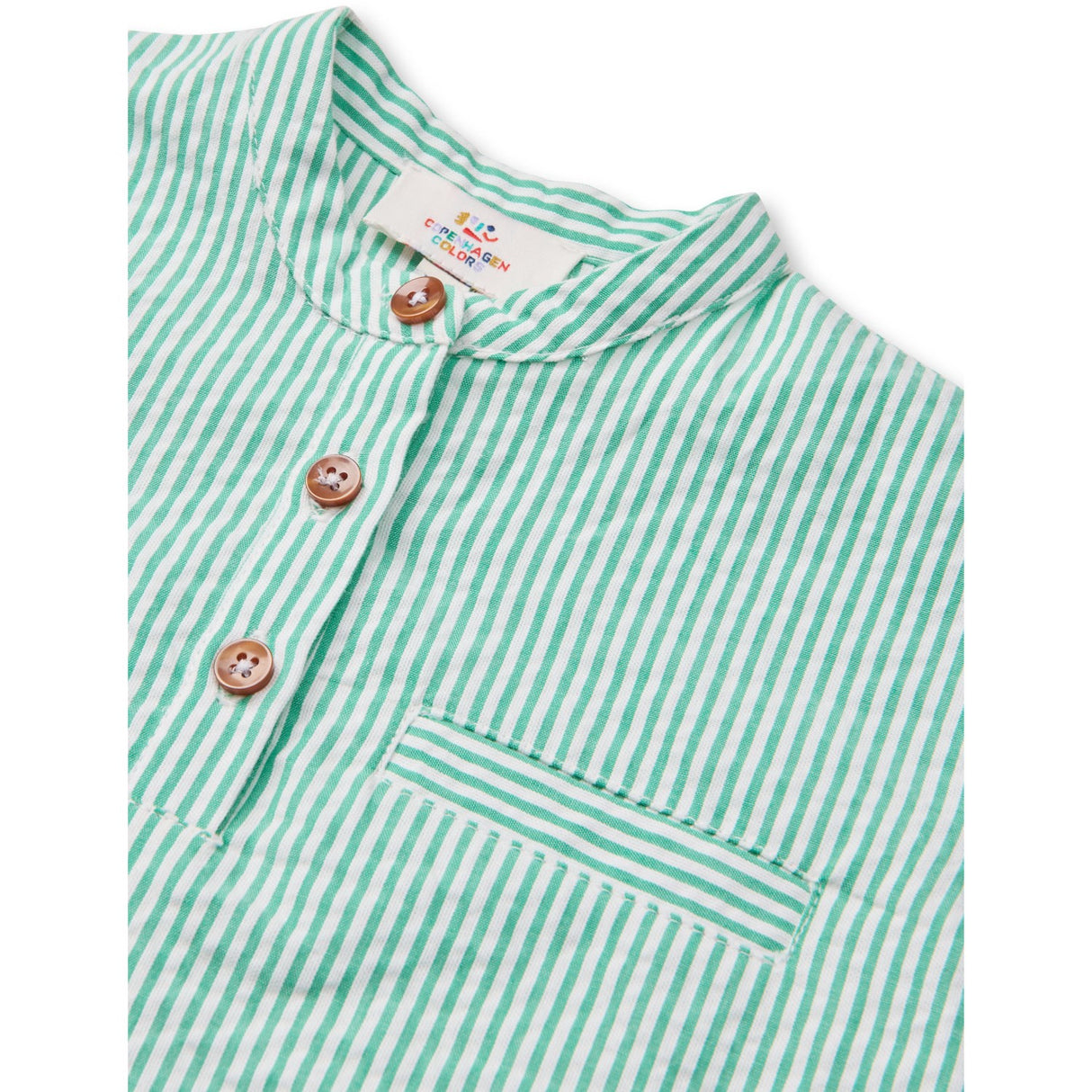 COPENHAGEN COLORS Sharp Green W Cream Stripe Seersucker Baby Set