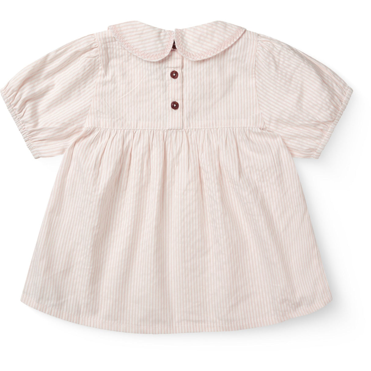 COPENHAGEN COLORS Dusty Rose W Cream Stripe Seersucker Blouse W. Collar