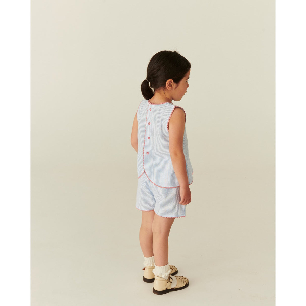 COPENHAGEN COLORS Sky Blue W Cream Stripe Seersucker Deco Set