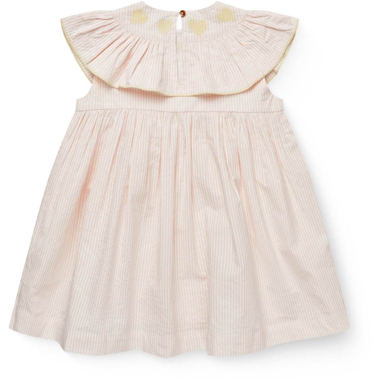 COPENHAGEN COLORS Dusty Rose W Cream Stripe W Yellow Seersucker Dress W. Heart