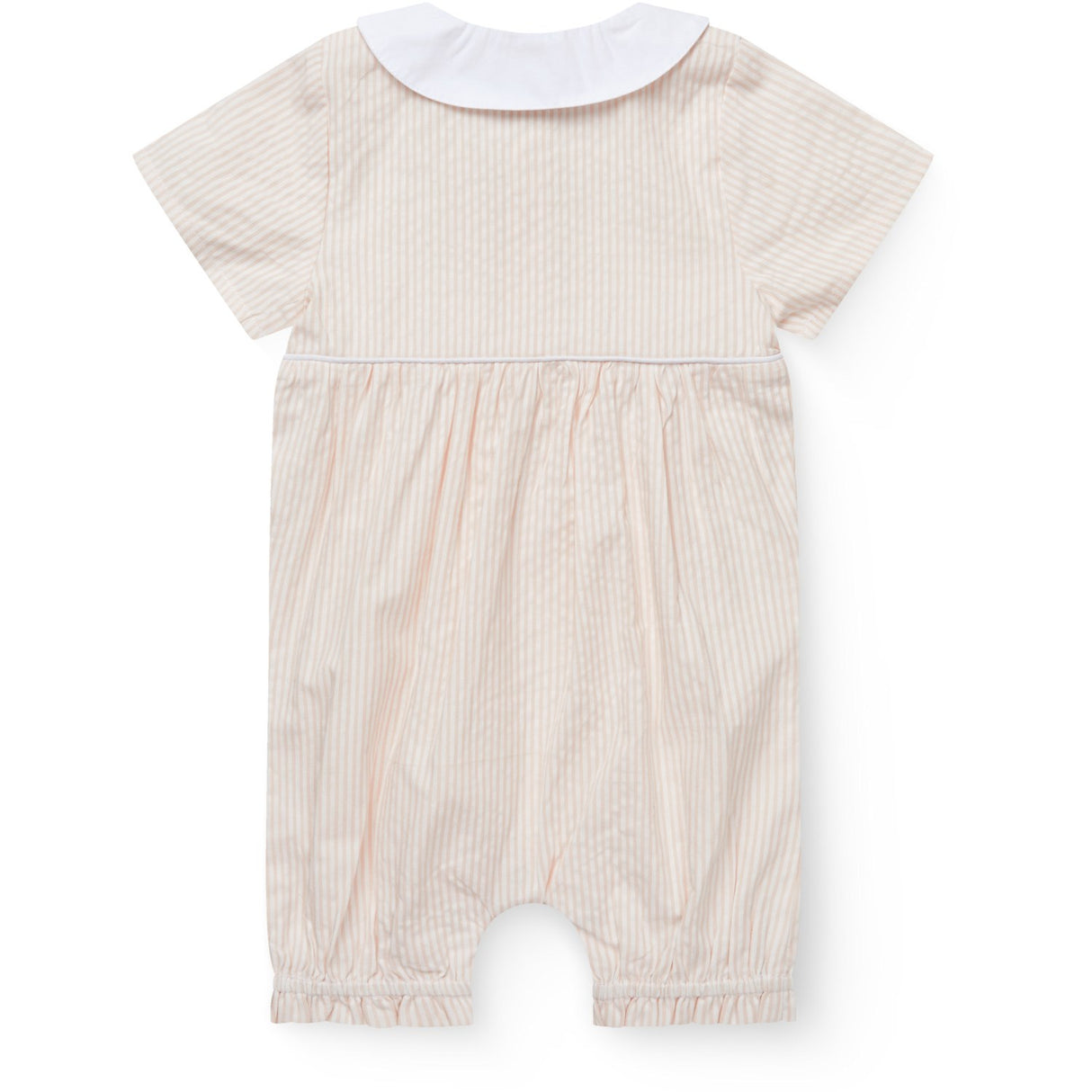 COPENHAGEN COLORS Dusty Rose W Cream Stripe Seersucker Romper W. Collar