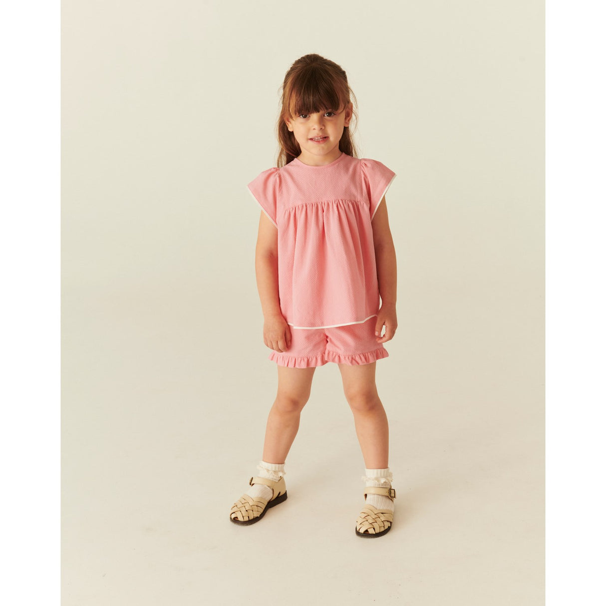 COPENHAGEN COLORS Pink Comb. Blouse W. Contrast Piping