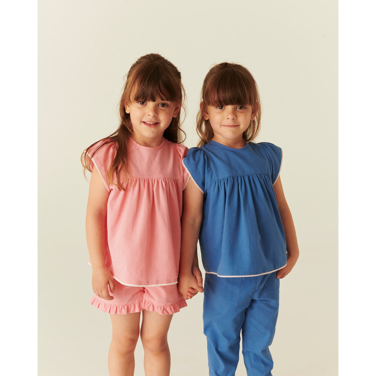 COPENHAGEN COLORS Pink Comb. Blouse W. Contrast Piping