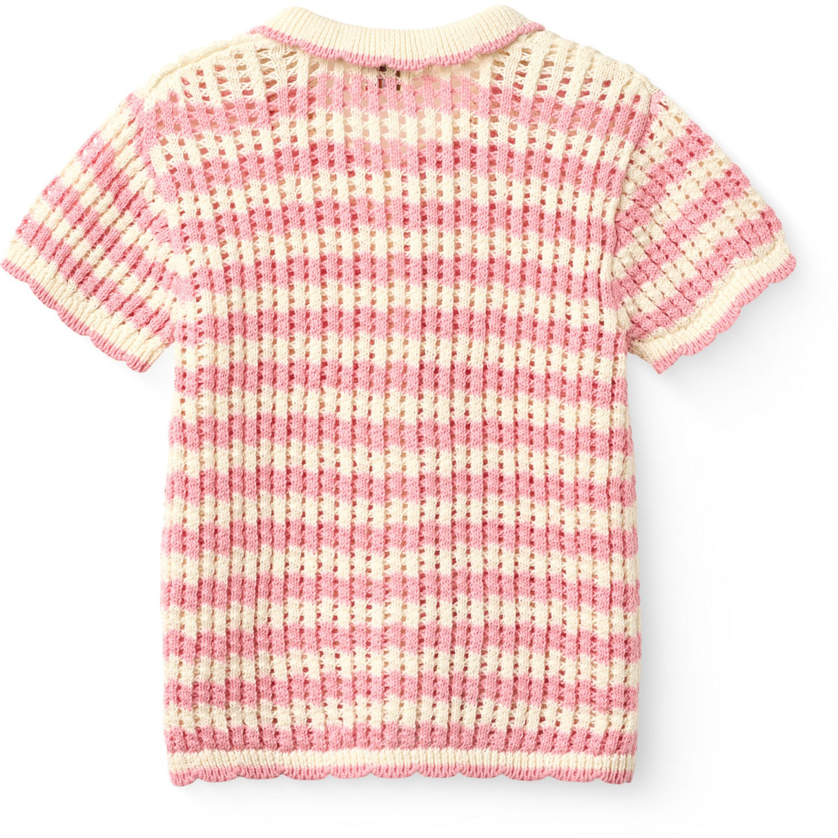 COPENHAGEN COLORS Pink/Cream Comb. Crochet Ss Cardigan