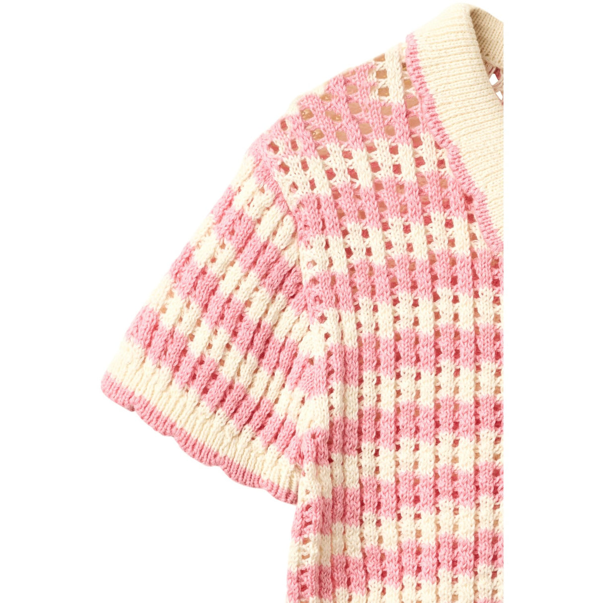 COPENHAGEN COLORS Pink/Cream Comb. Crochet Ss Cardigan
