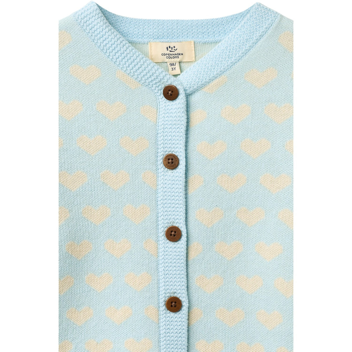 COPENHAGEN COLORS Ice Blue Comb Heart Cardigan W. Crochet Edge
