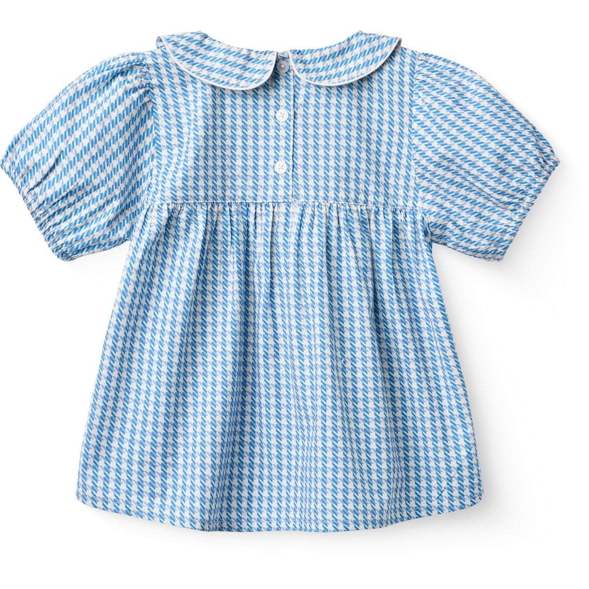 COPENHAGEN COLORS Blue Houndstooth Mini Houndstooth Blouse W. Collar