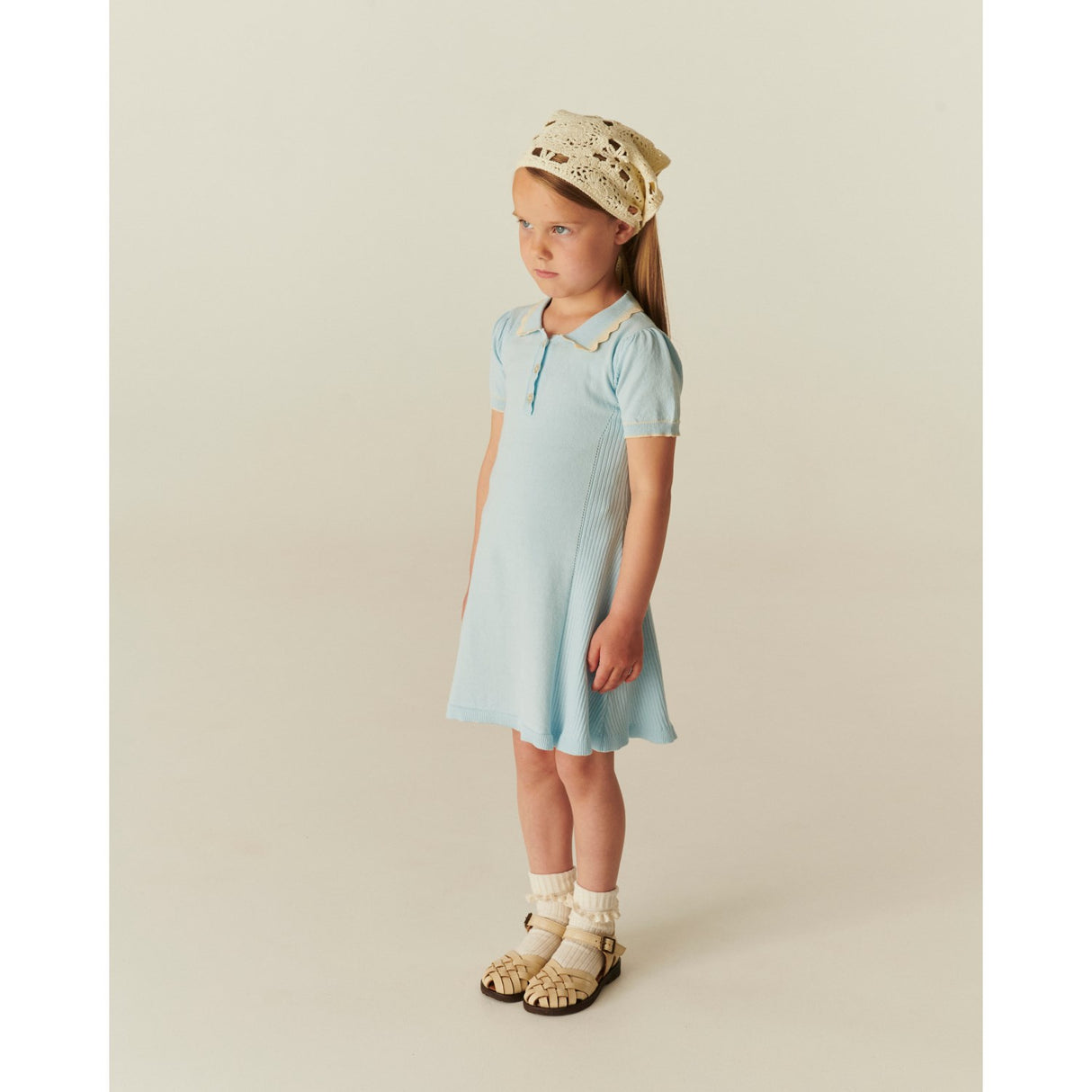 COPENHAGEN COLORS Ice Blue Comb Knitted Peplum Dress