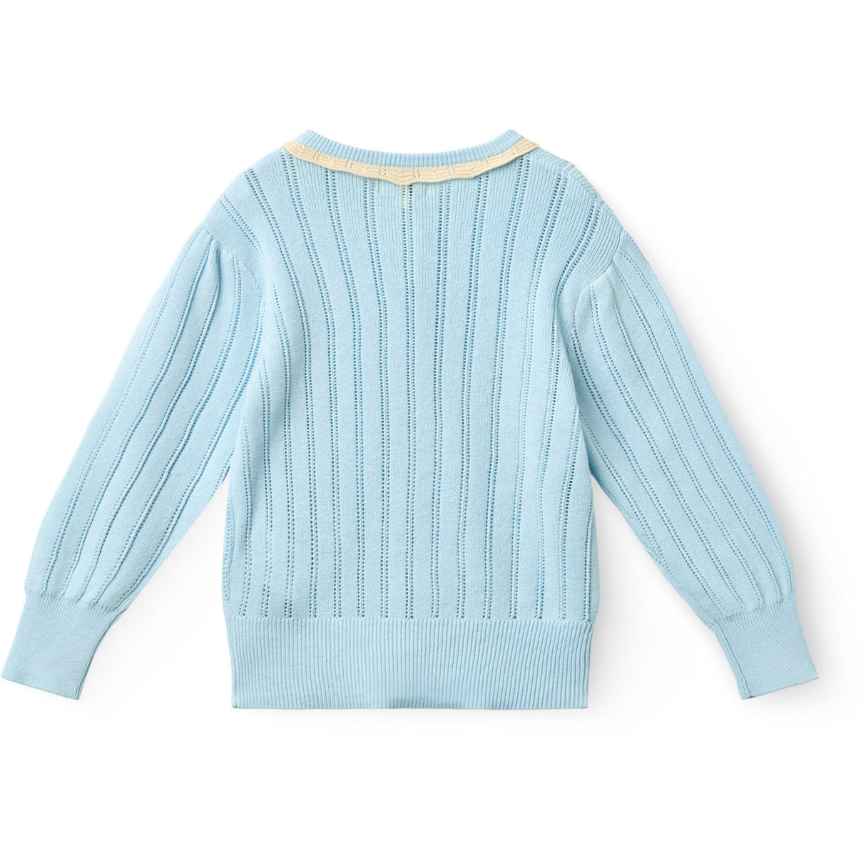 COPENHAGEN COLORS Ice Blue/Cream Comb. Knitted Pointelle Cardigan