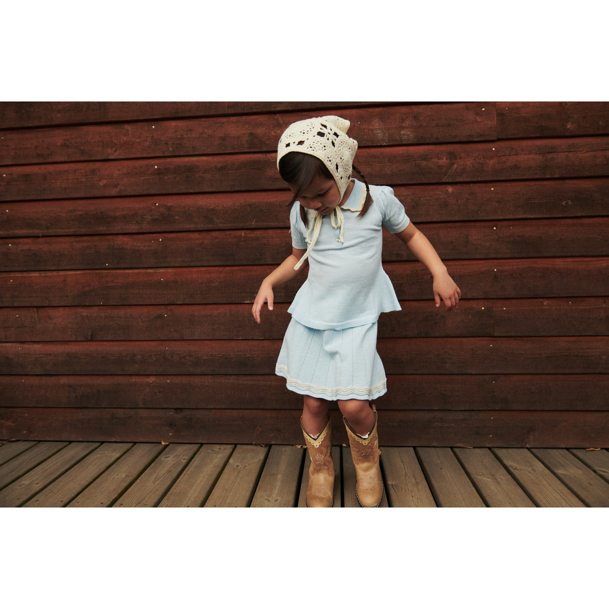 COPENHAGEN COLORS Ice Blue/Cream Comb. Knitted Tennis Skirt