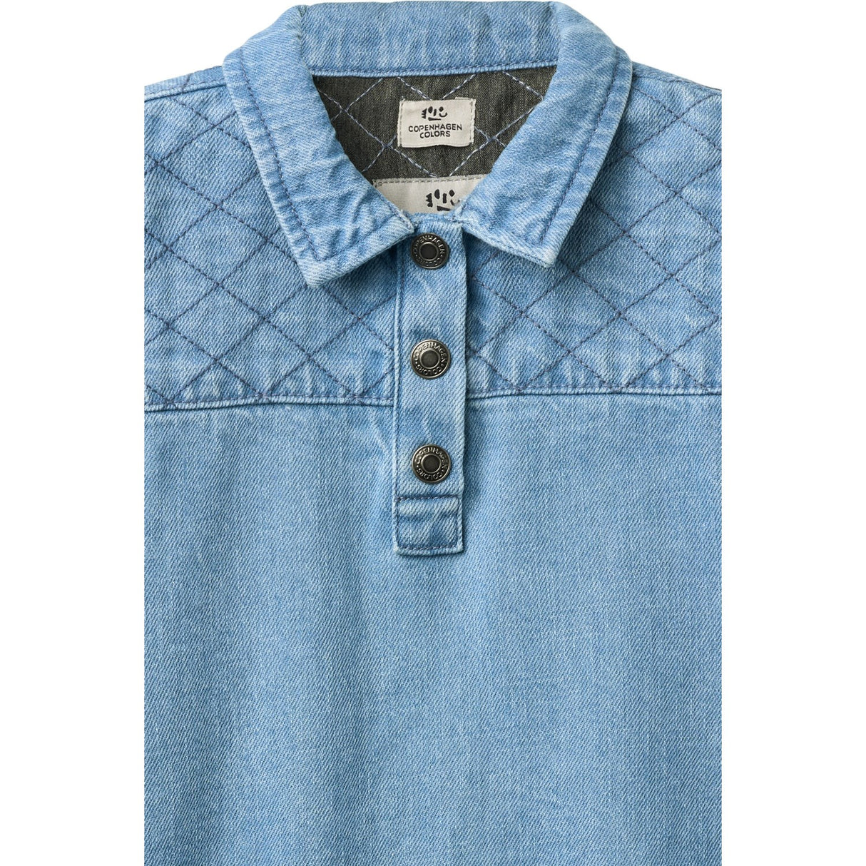COPENHAGEN COLORS Lt. Washed Blue Quilt Organic Quilted Denim Dress