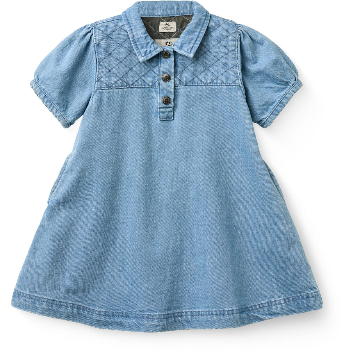 COPENHAGEN COLORS Lt. Washed Blue Quilt Organic Quilted Denim Dress