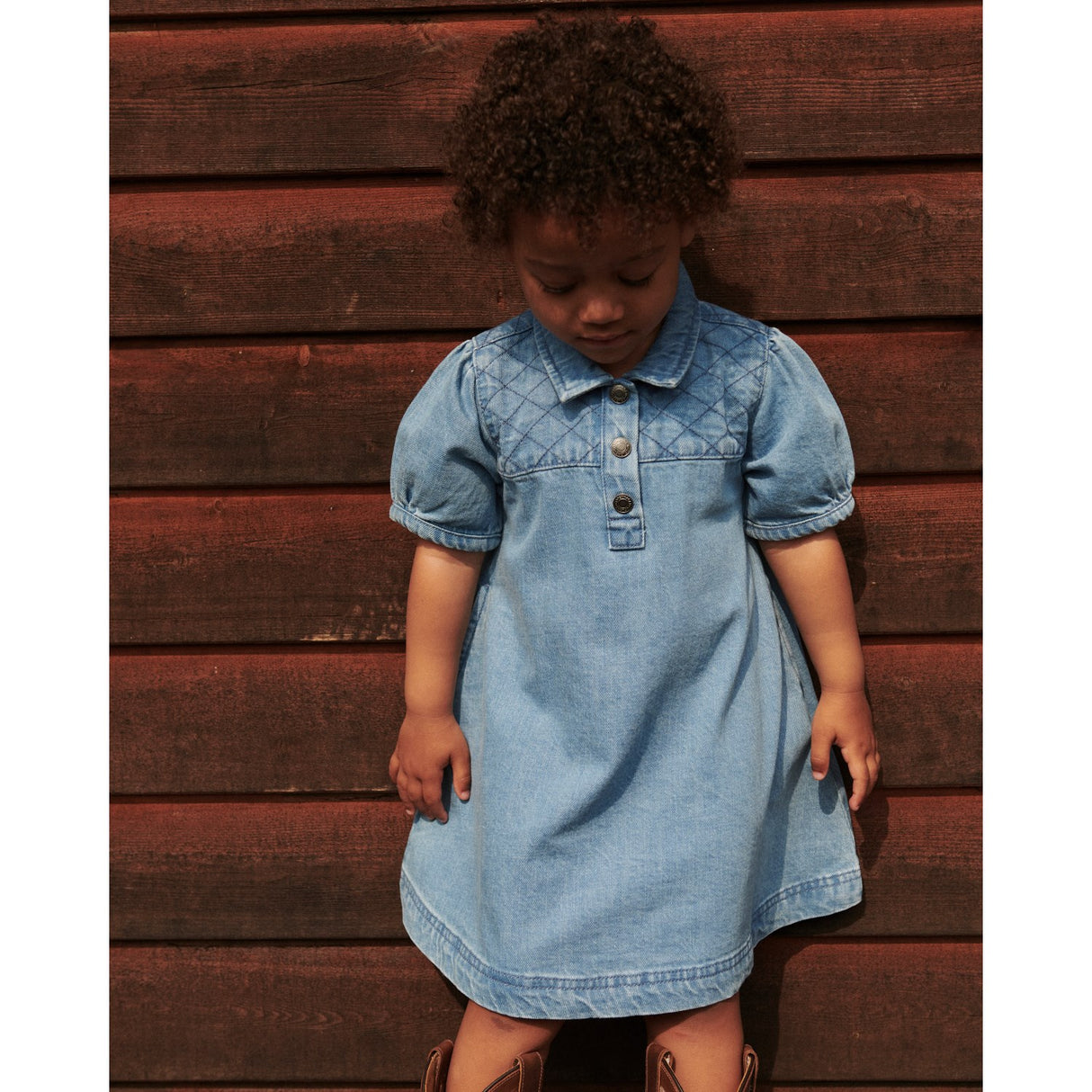 COPENHAGEN COLORS Lt. Washed Blue Quilt Organic Quilted Denim Dress