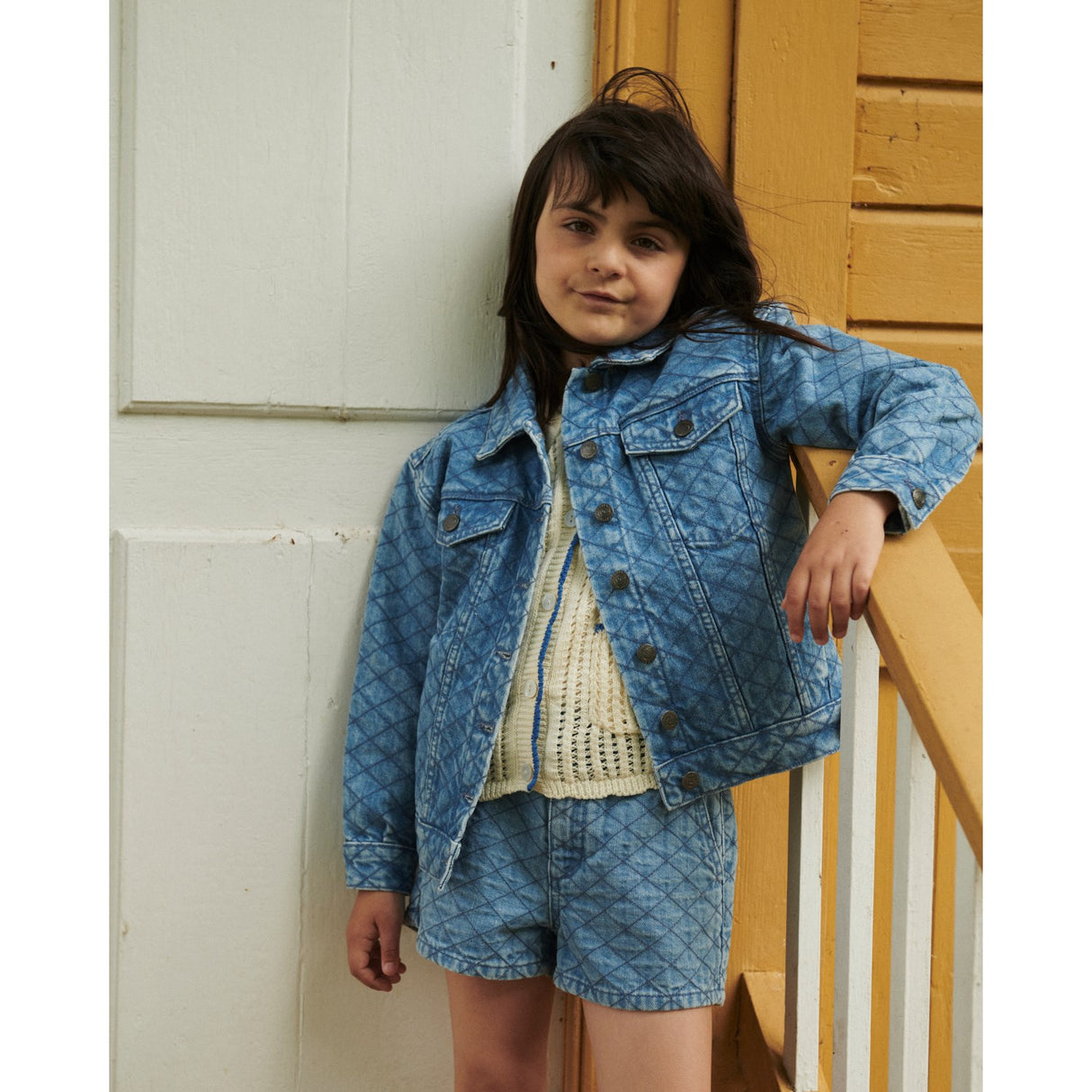 COPENHAGEN COLORS Lt. Washed Blue Quilt Organic Quilted Denim Jacket