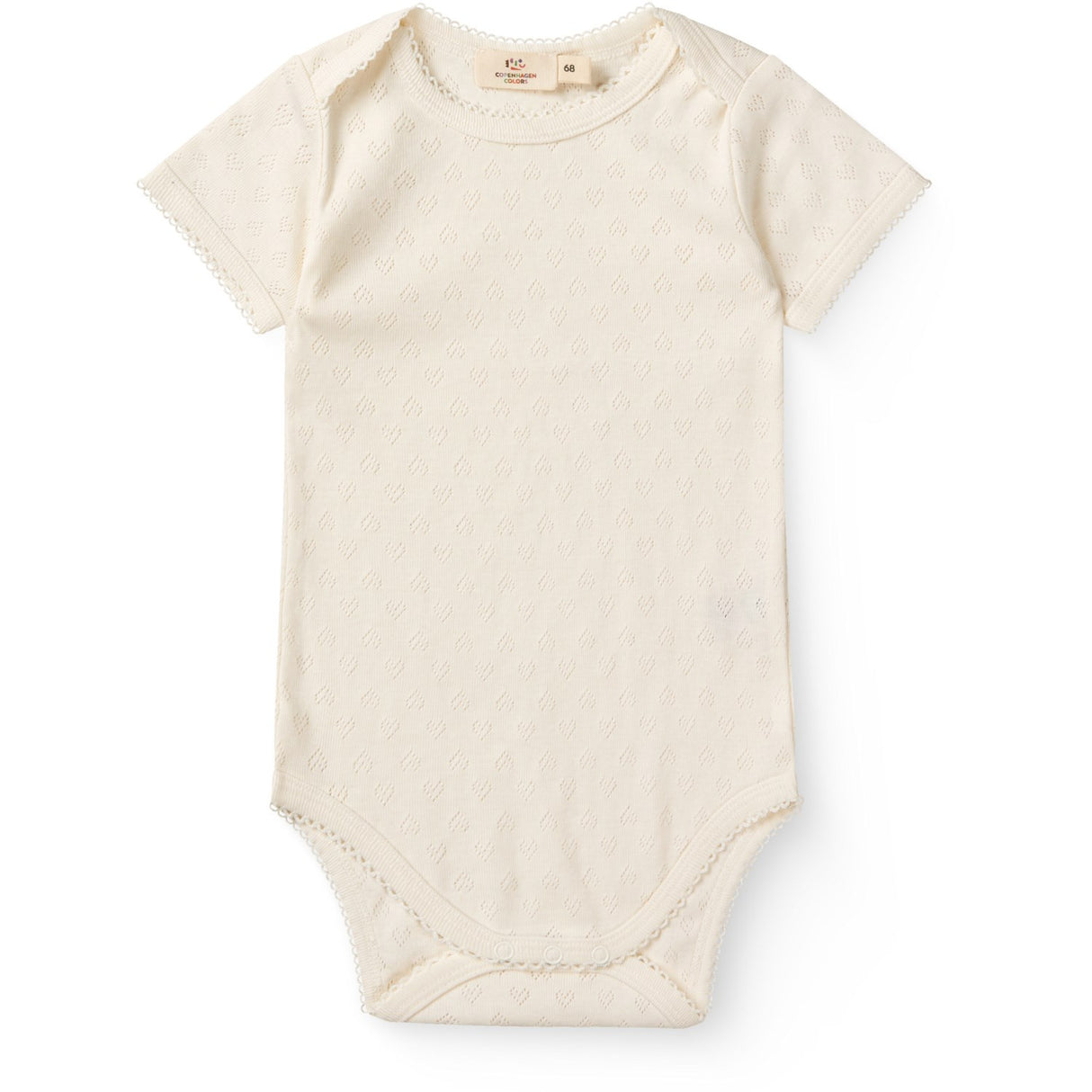 COPENHAGEN COLORS Cream Pointelle Heart Lapneck Body Ss
