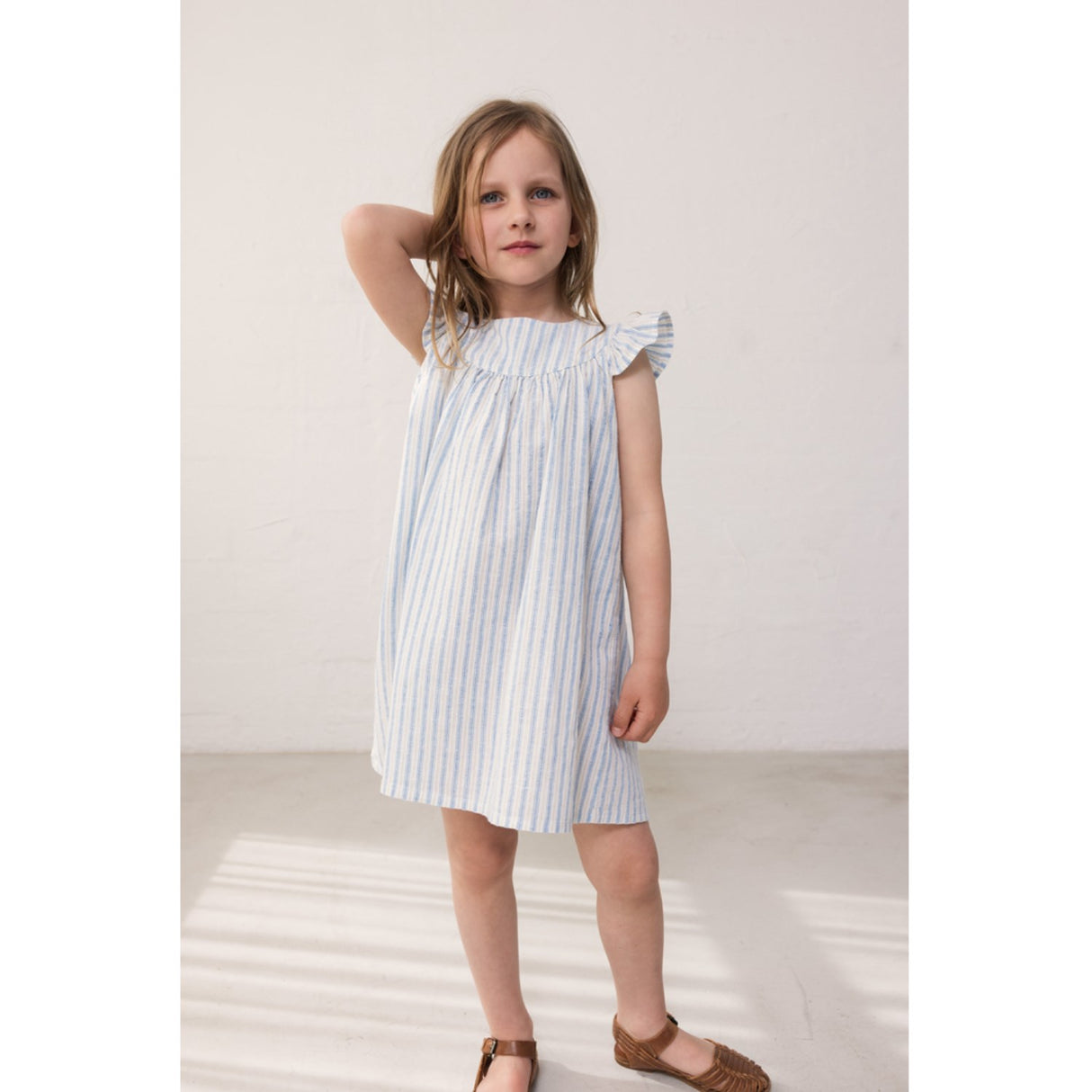 MarMar Cotton Linen Surf Blue Stripe Dhana Dress