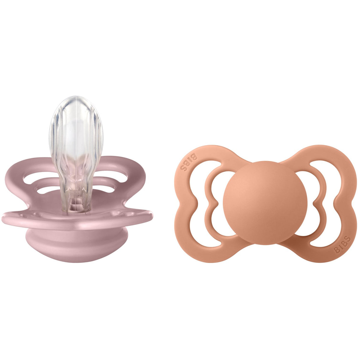 Bibs Pink Plum/Peach Pacifier Supreme 2-Pack Silicone