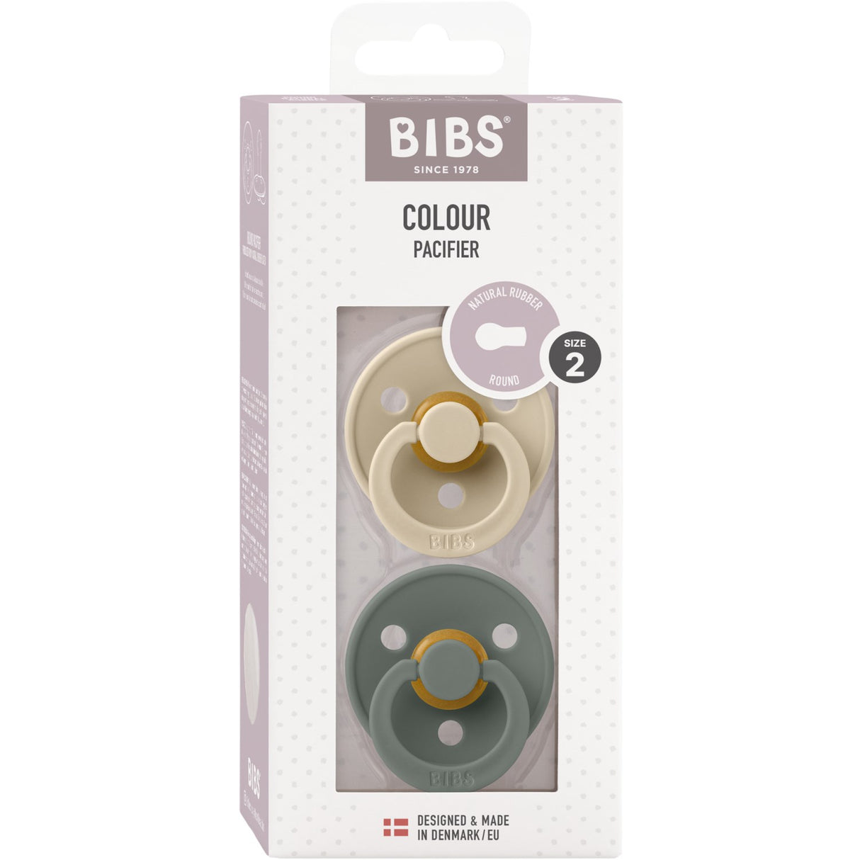 Bibs Vanilla/Pine Pacifier Colour 2-Pack Latex