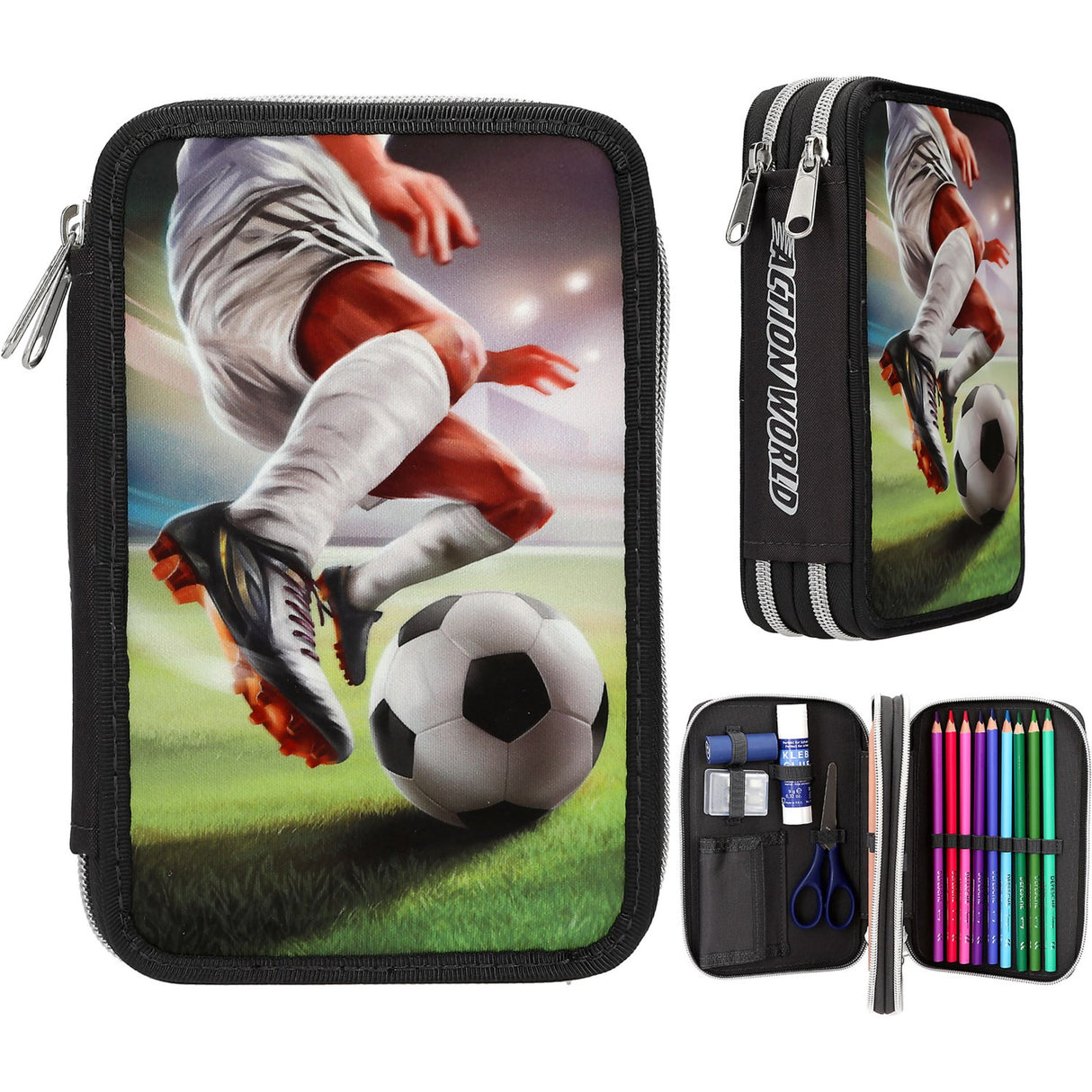 Dino World Action Word Double Pencil Case Football
