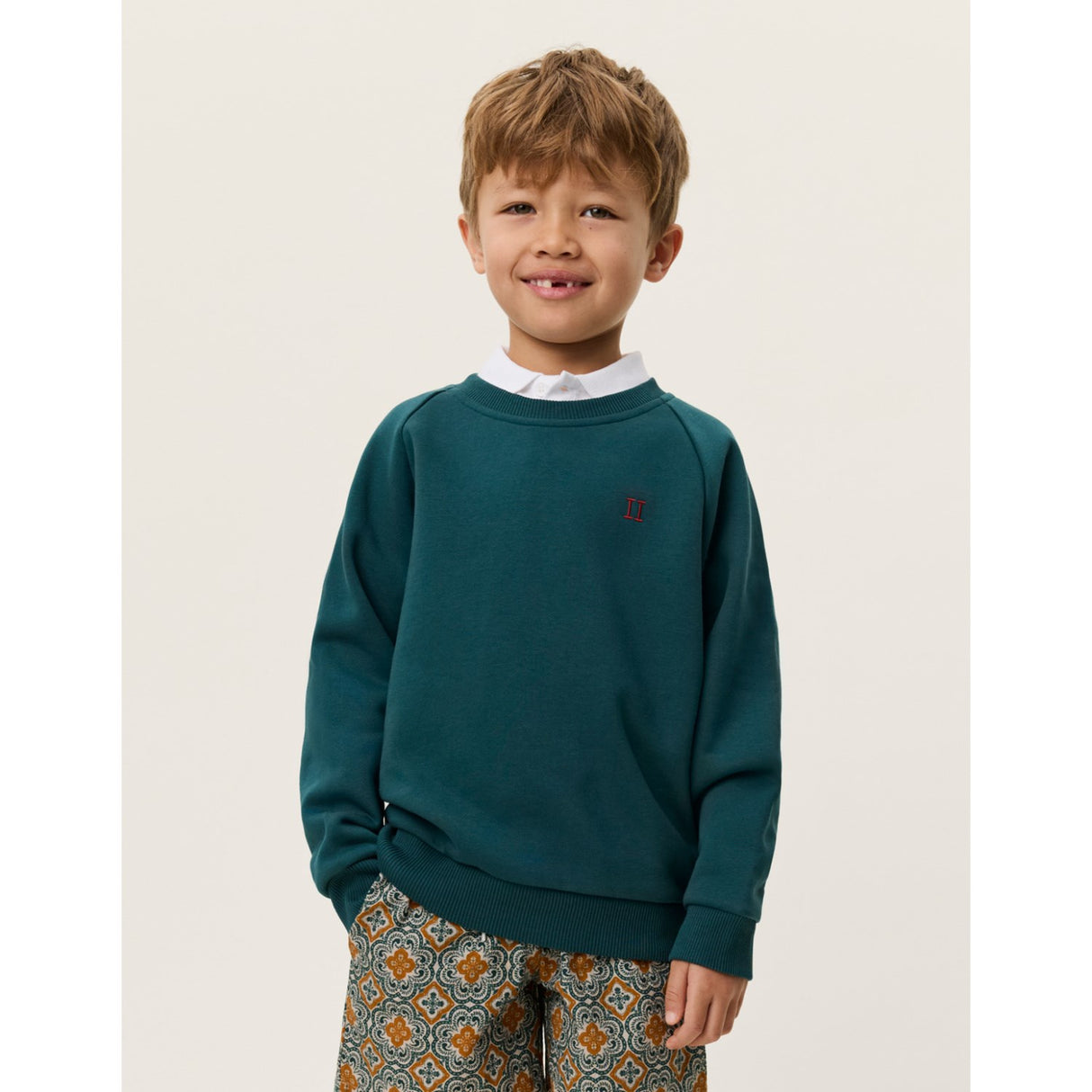 Les Deux Kids Sea Moss Green Norregaard Contrast Sweatshirt