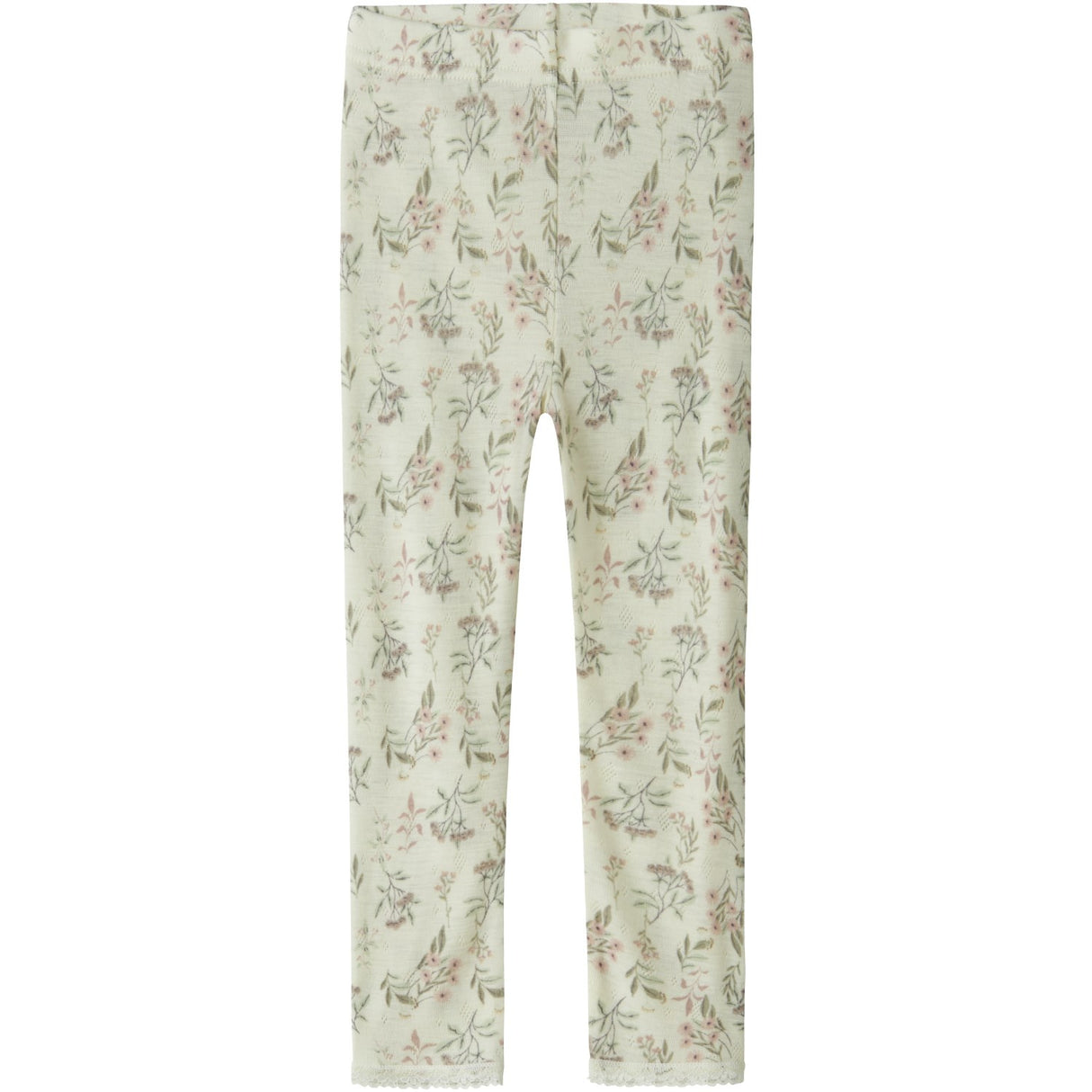 Name It Snow White Flowers + Leafs Nmfwang Wool Needle Leggings Noos