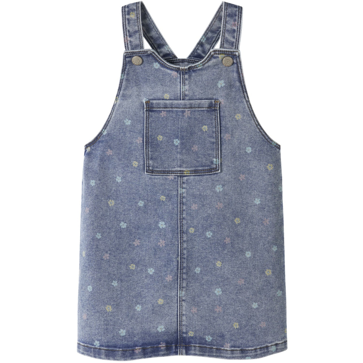 Name It Medium Blue Denim Flower Nmfrosa Short Dnm Bibskirt 3555-On Noos