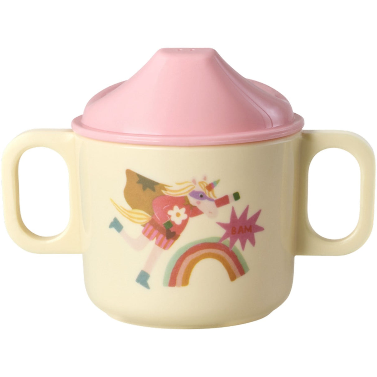 Rice Melamine 2 Handle Baby Cup With Hero Print - Pink - 250 Ml