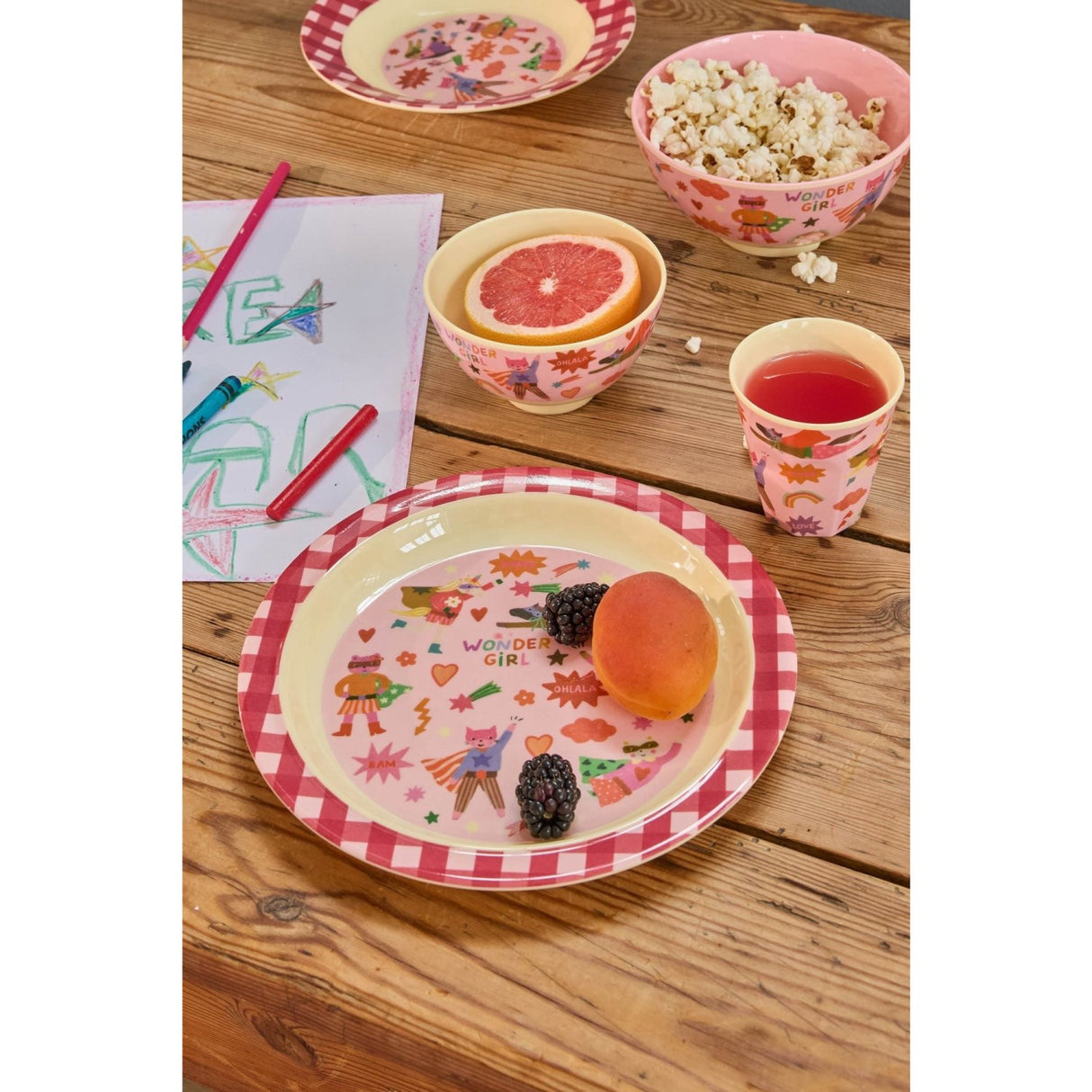 Rice Melamine Bowl With Hero Print - Small - Pink - 300 Ml