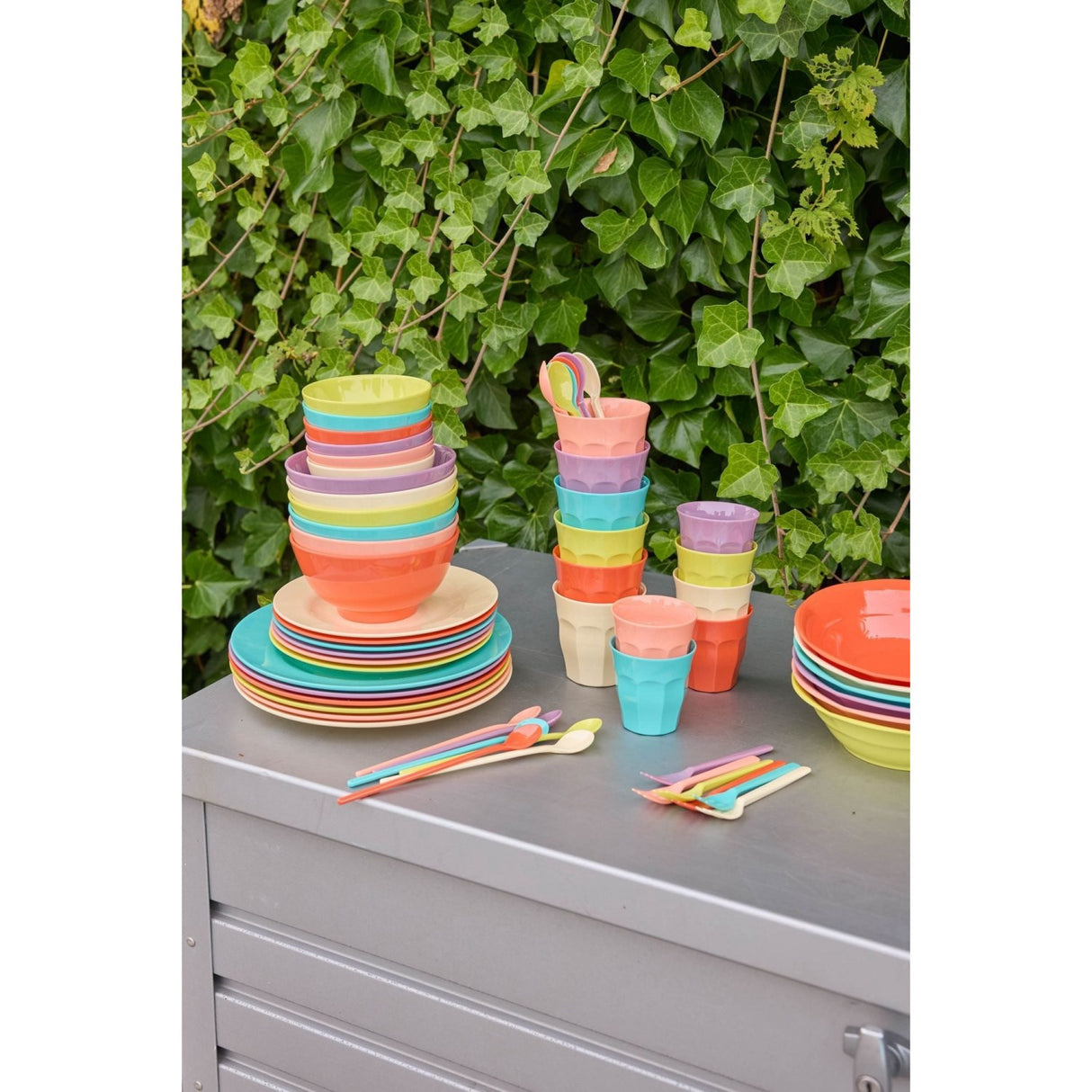 Rice Melamine Cups In Asst. Glory Days Colors - Medium - 6 Pack - 250 Ml