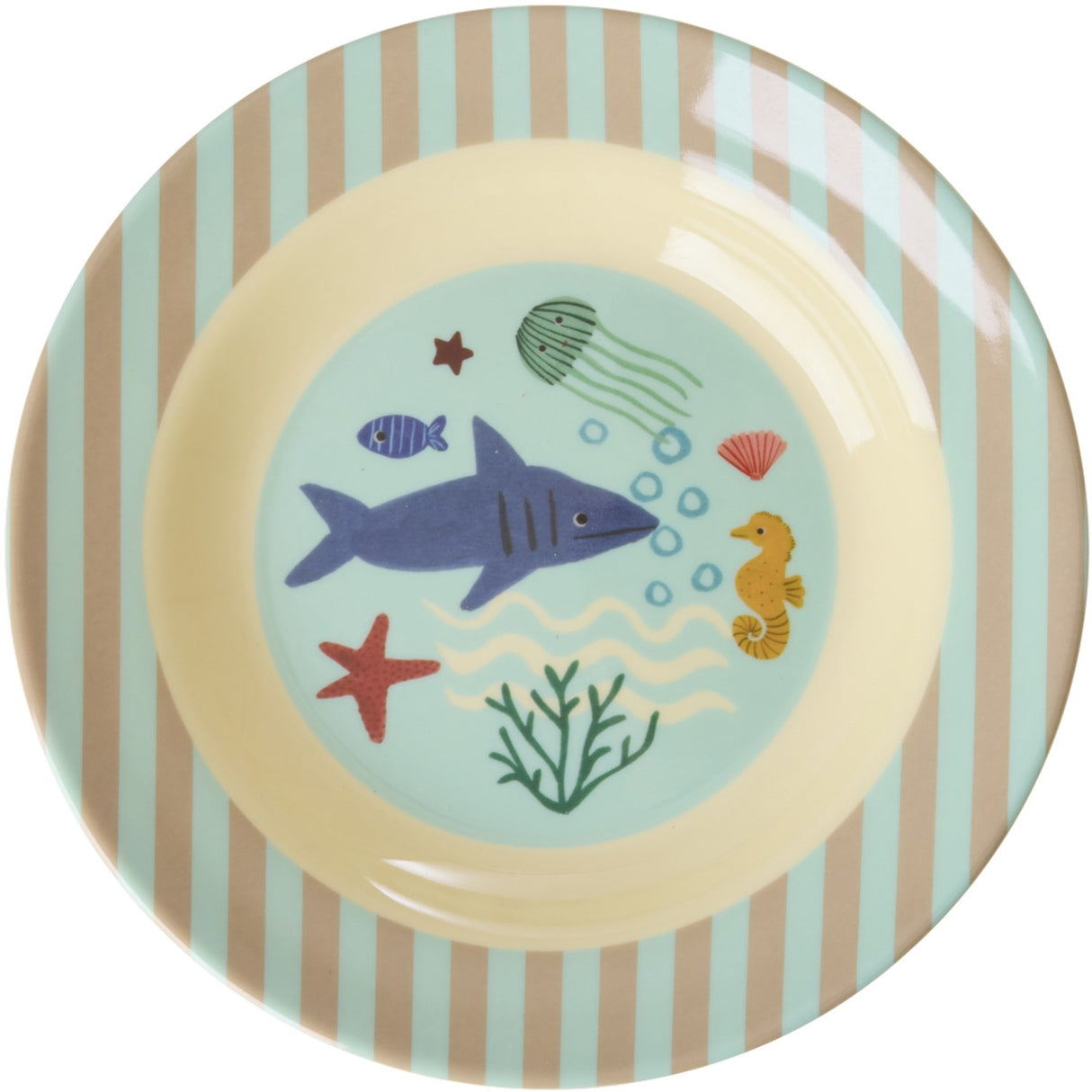 Rice Melamine Kids Bowl With Blue Ocean Print - 250 Ml