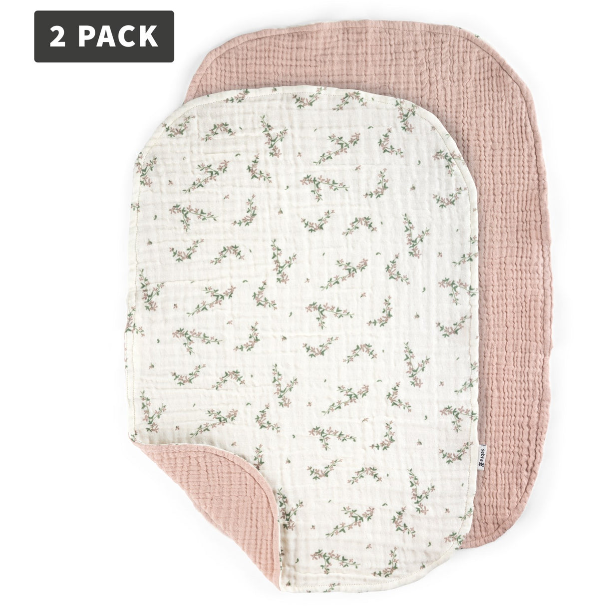 Sebra Rose Powder Blossom Changing Mat Towels 2-Pack Muslin