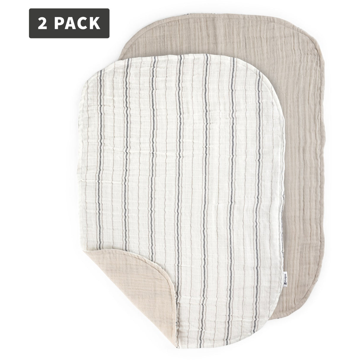 Sebra Beige Stripe Changing Mat Towels 2-Pack Muslin