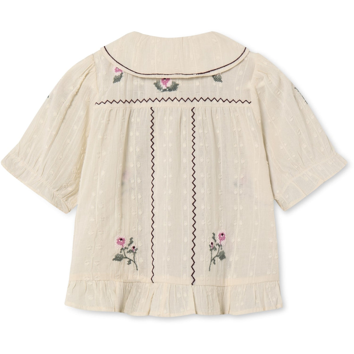 Fliink Sandshell Dobby Ss Rose Embr Blouse