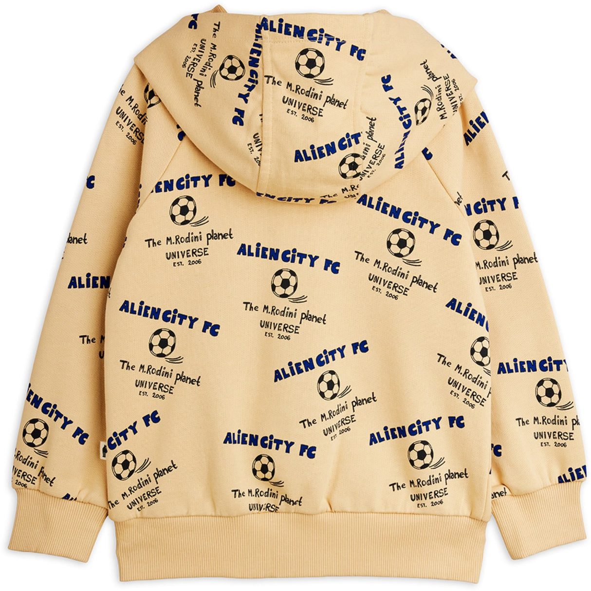 Mini Rodini Beige Alien City Fc AOP Zip Hoodie