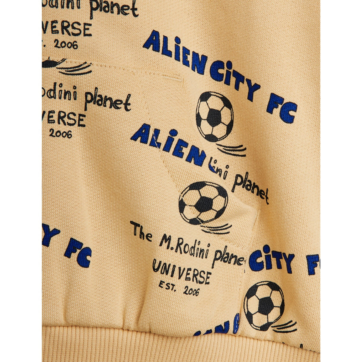 Mini Rodini Beige Alien City Fc AOP Zip Hoodie