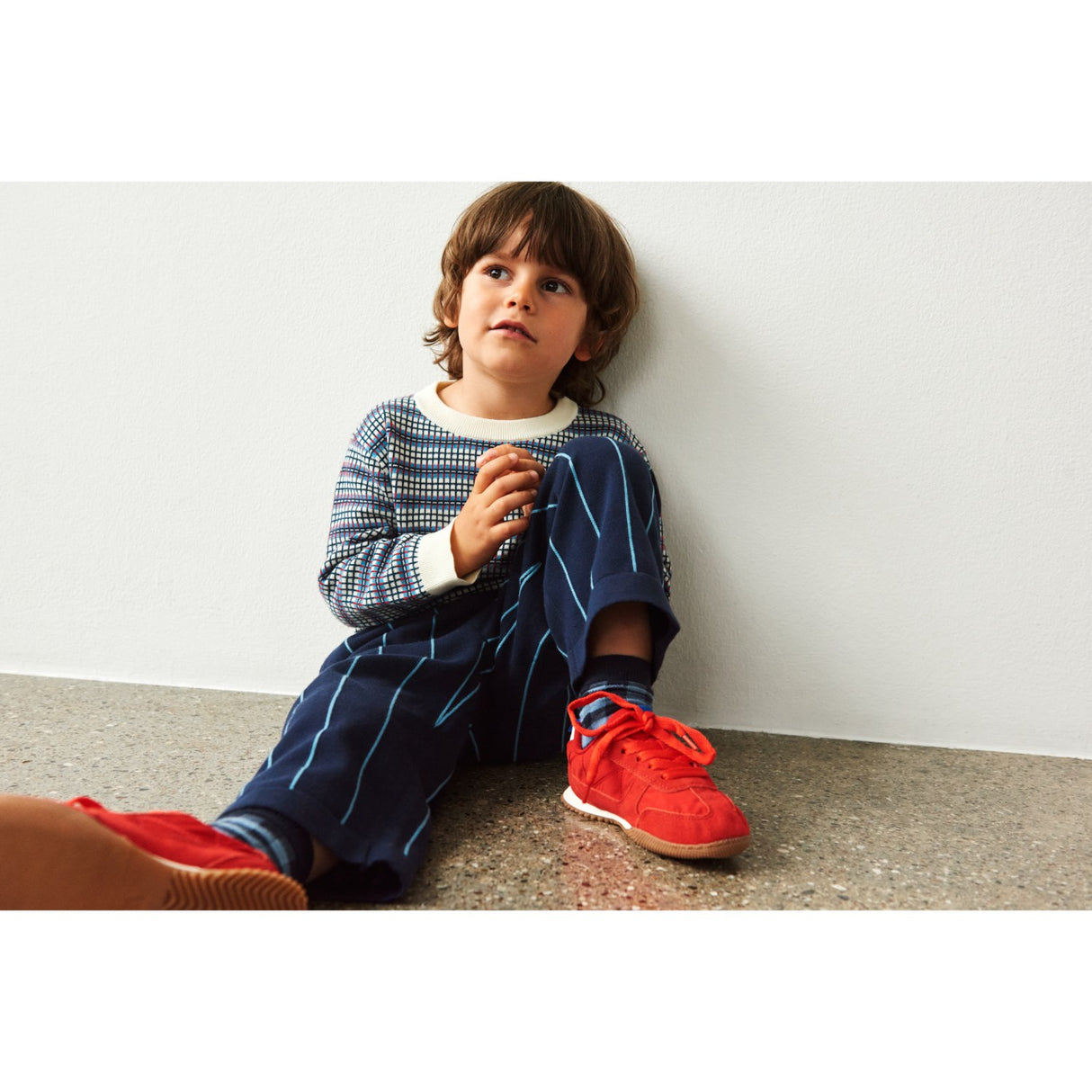 FUB Ecru/Sea Checked Crew