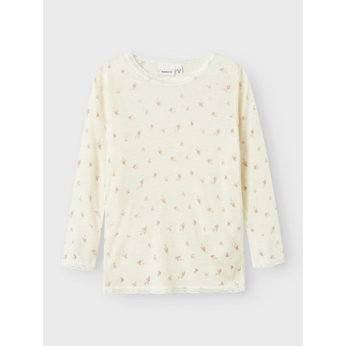 Name It Snow White Small Flowers Nmfwang Wool Needle Ls Top Noos