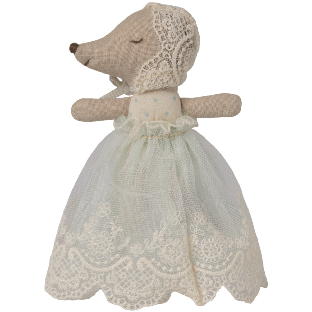 Maileg Baby Mus I Dåbskjole, Lys Blå