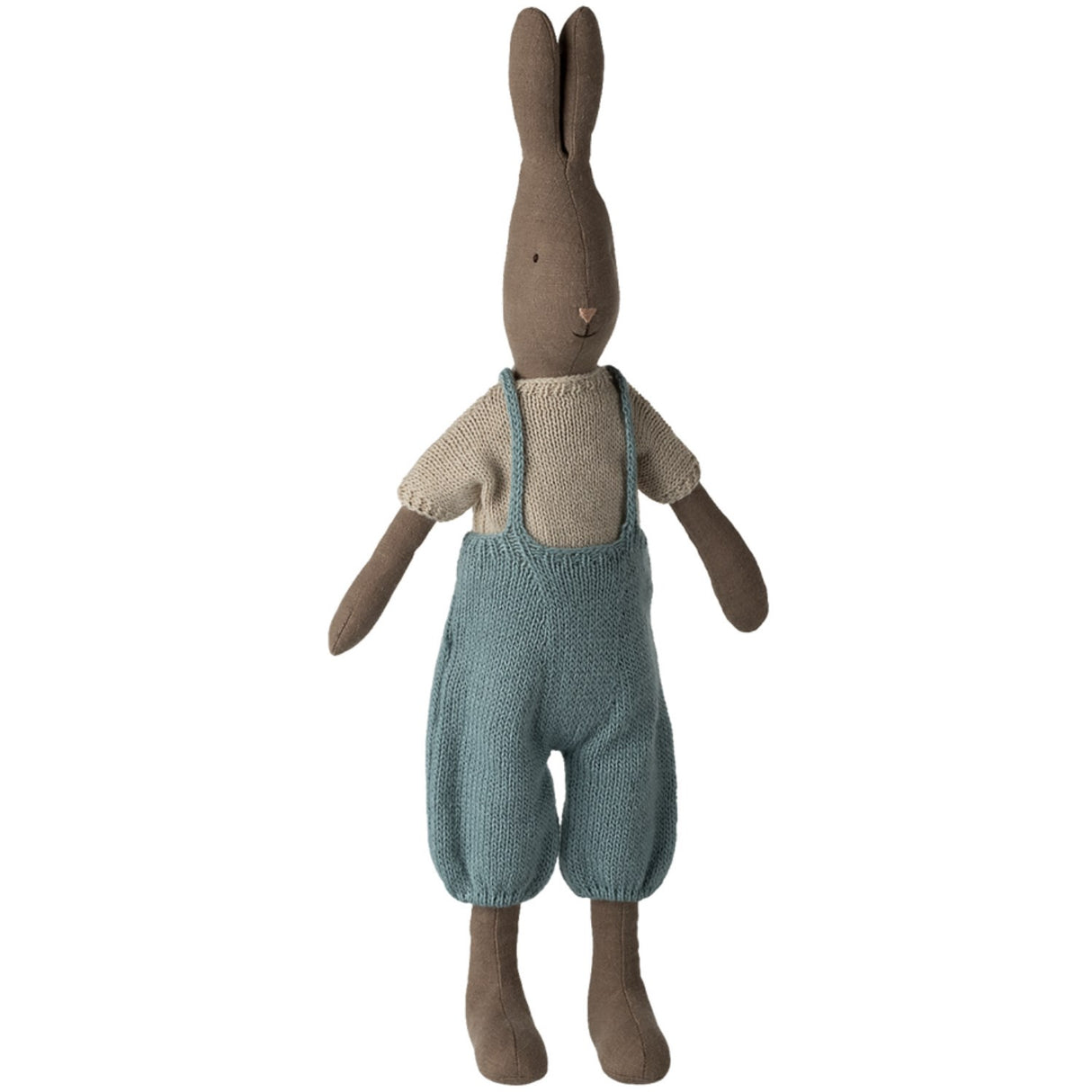 Maileg Kanin, Størrelse 3 - Brun - Knitted Blue And Overall