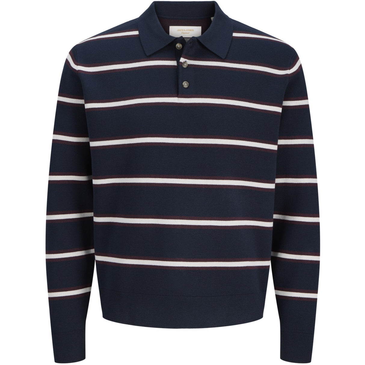 Jack & Jones Junior Sky Captain Sea Salt / Chocolate Truffle Joratocha Knit Stripe Polo Jnr