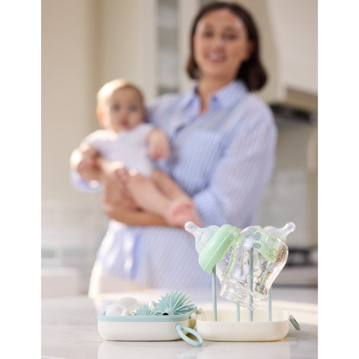 Momcozy Green 7 In 1 Baby Bottle Brush Set