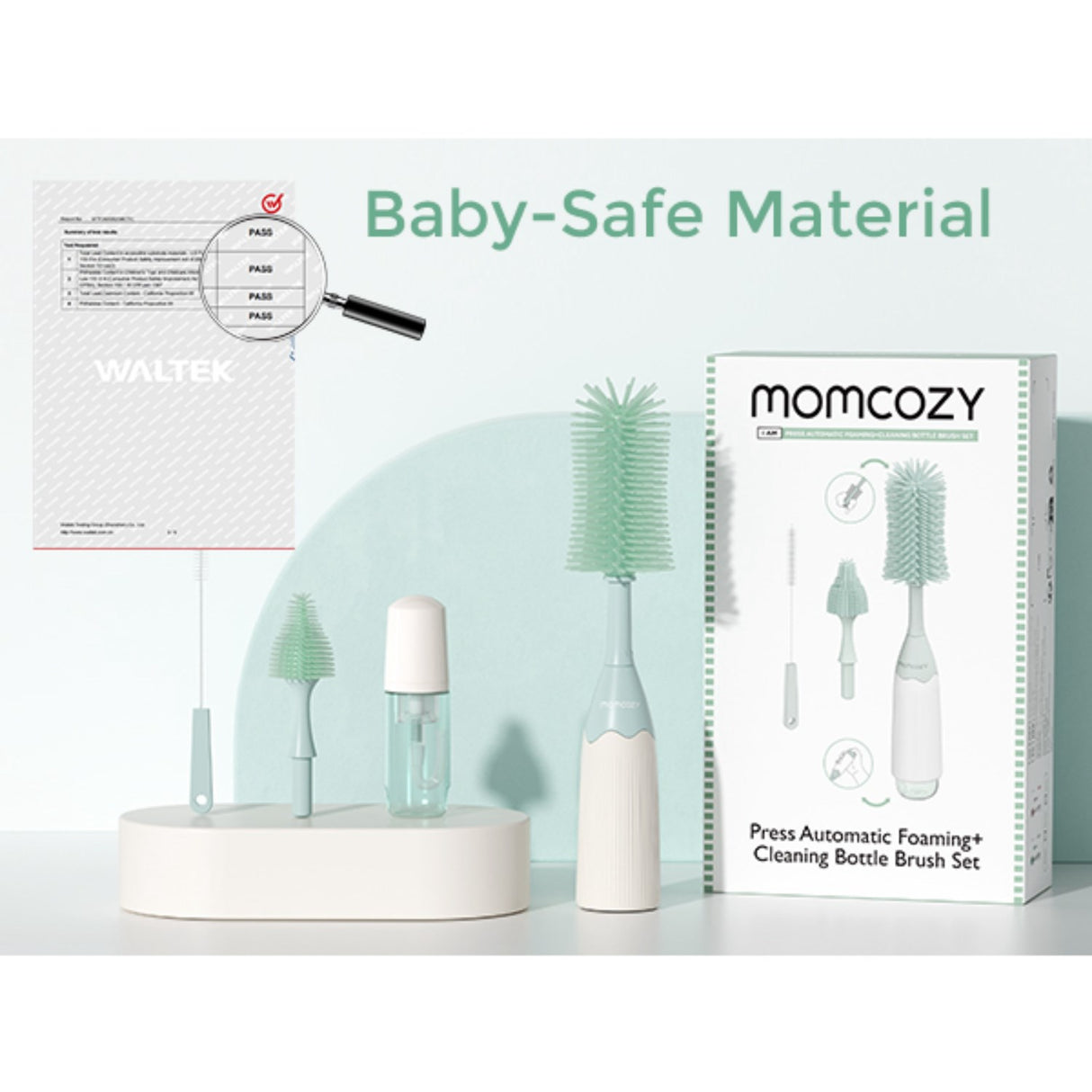 Momcozy Green Push-Press Design Bottle Brush Kit