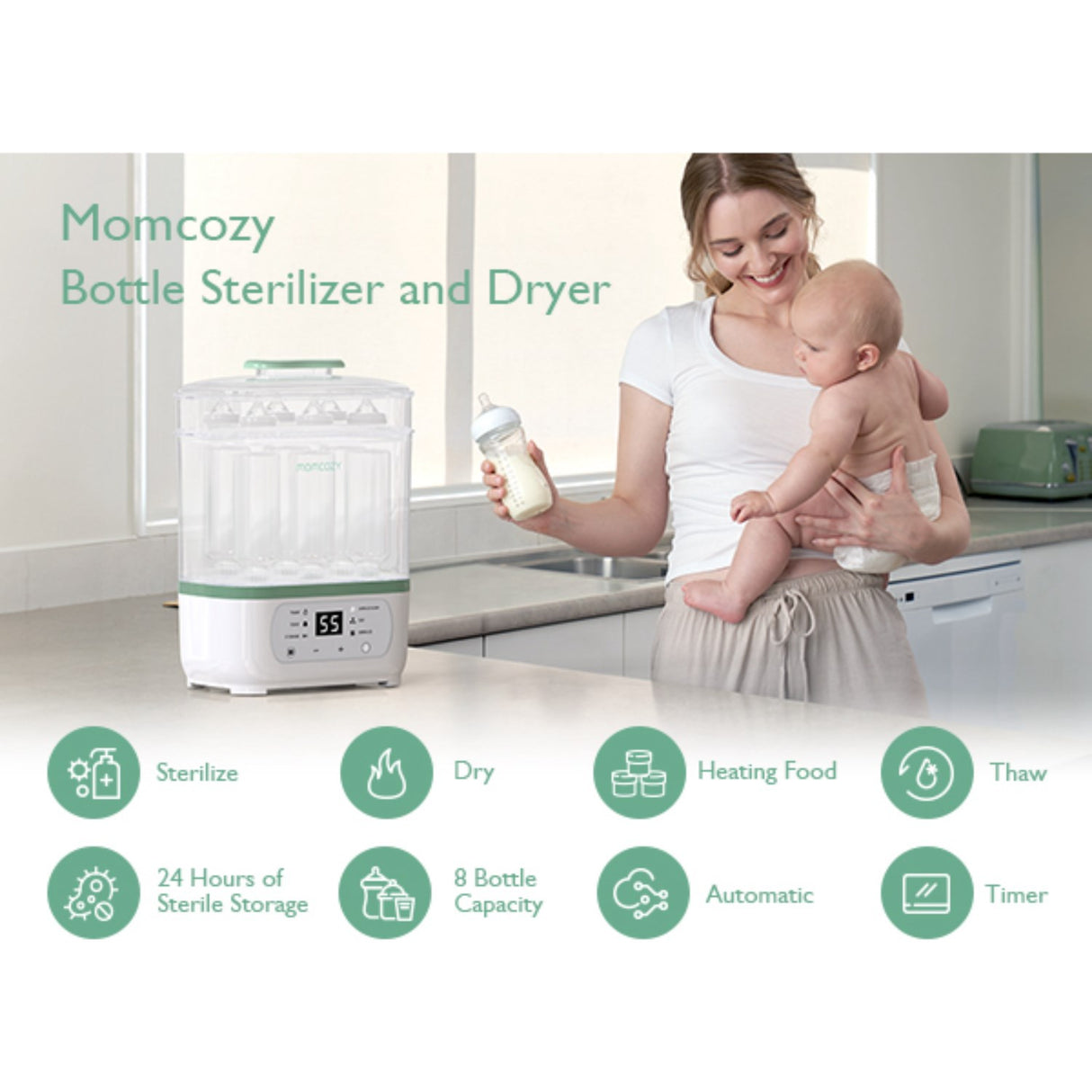 Momcozy 8-in-1 Electric Steam Baby Bottle Sterilizer
