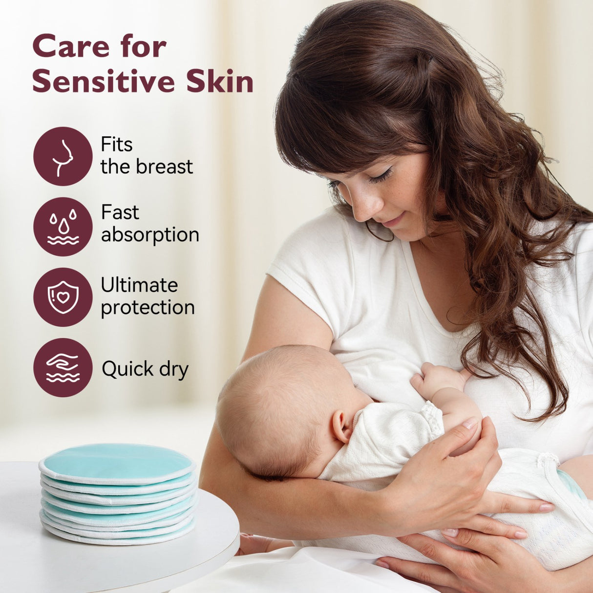 Momcozy Natural Reusable Nursing Pads 6-Pack Thick