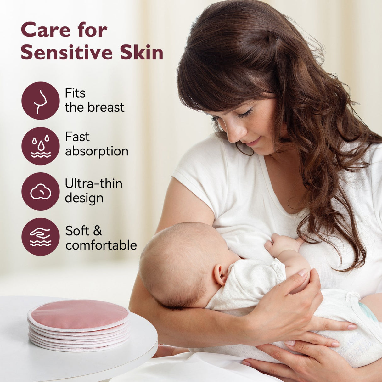 Momcozy Natural Reusable Nursing Pads 6-Pack Thin